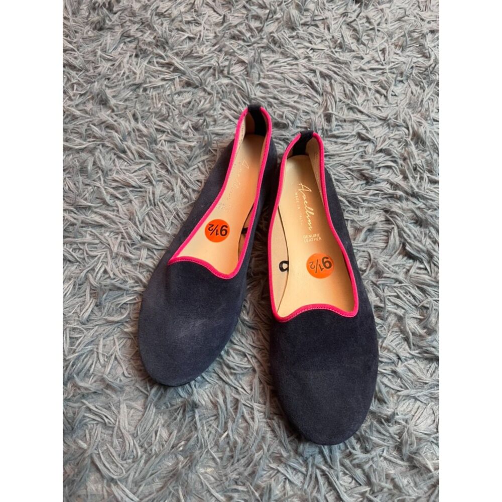 Avellini Navy Leather Suede Loafer Flats Size 9.5